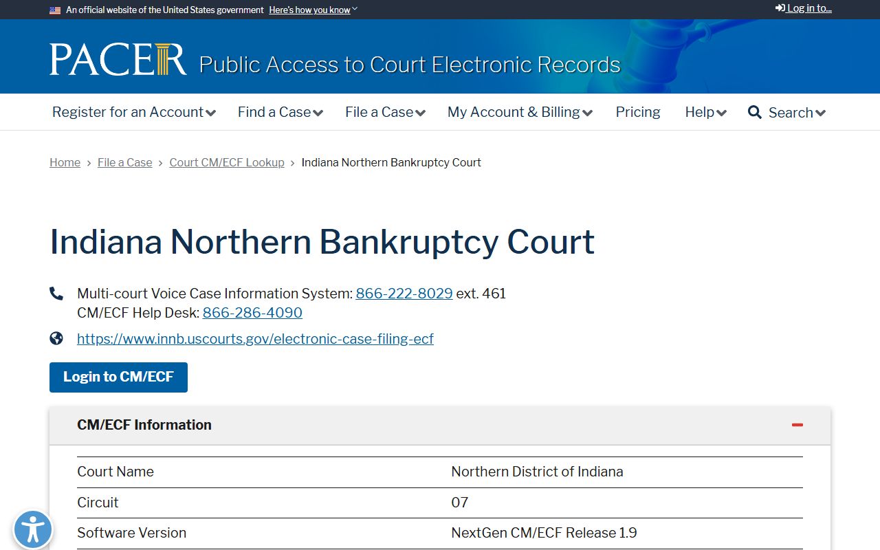 Porter County Clerk of the Courts federal bankruptcy PACER record channel