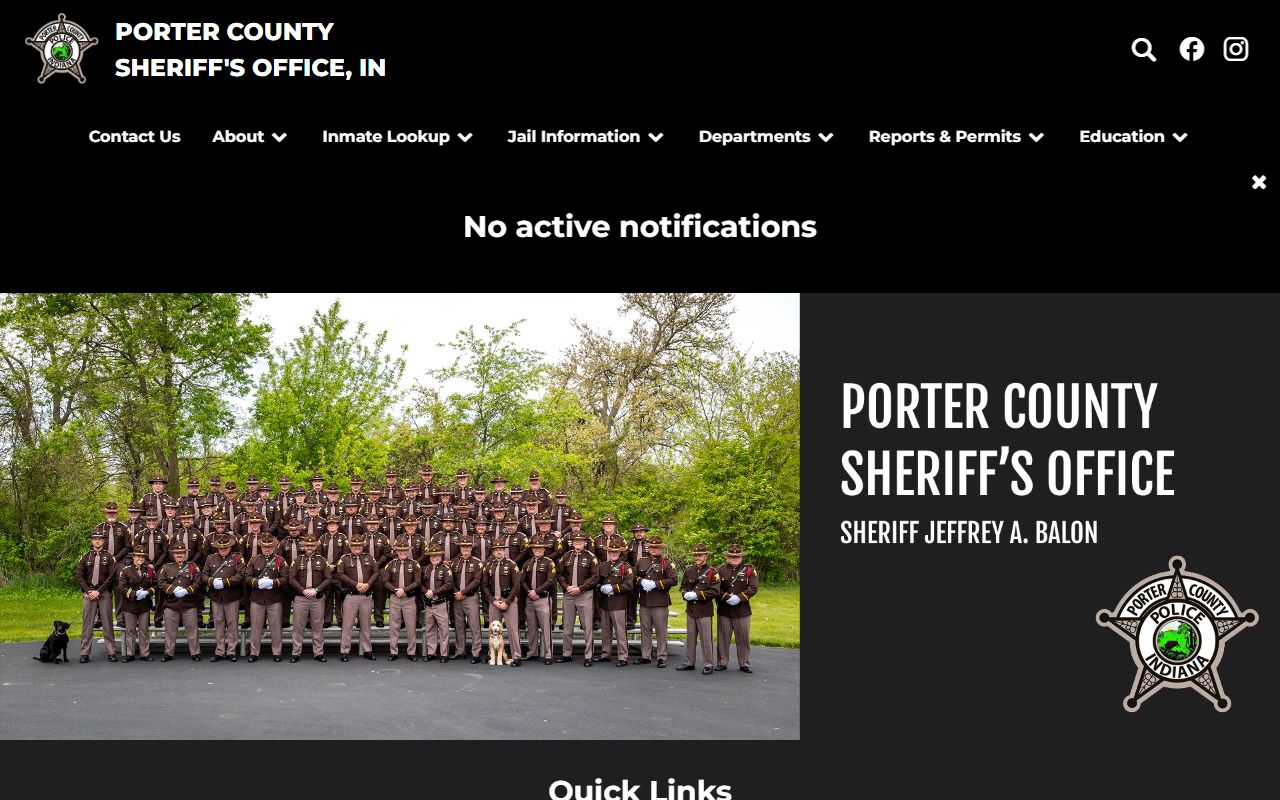 Porter County arrest records and court charges Sheriff homepage