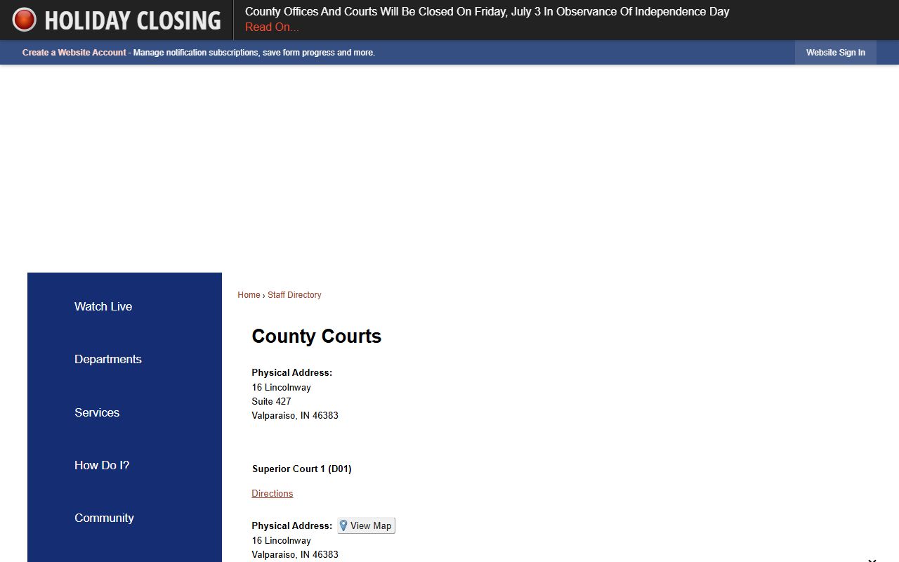 Porter County court dockets courts staff directory