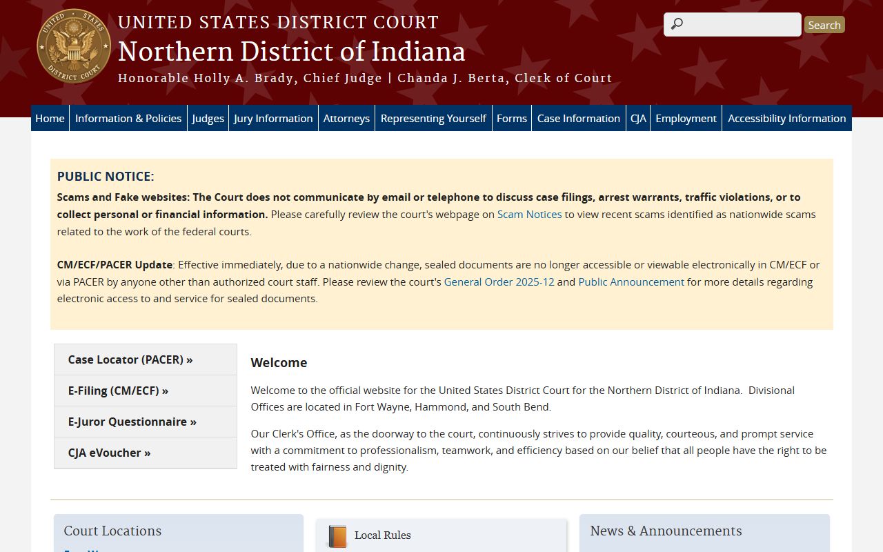 Porter County Circuit and Superior Courts federal district court separation