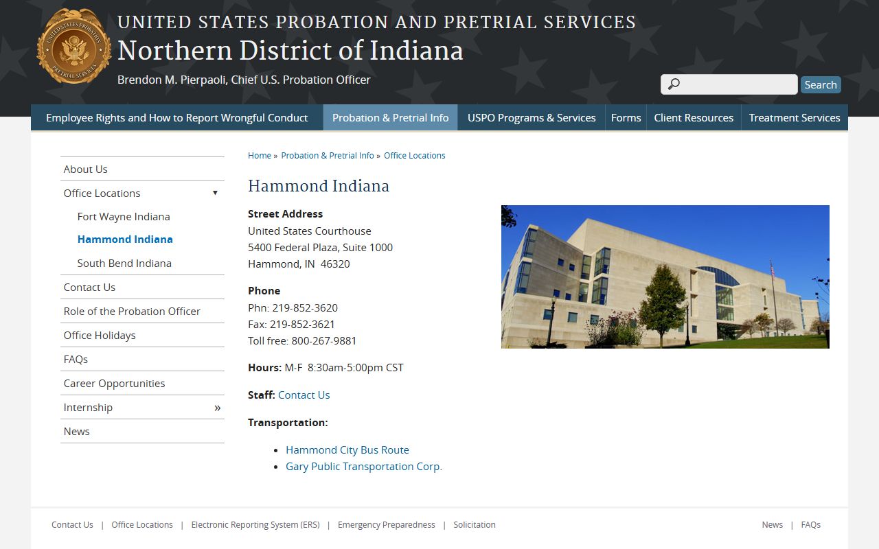 Porter County Circuit and Superior Courts federal probation separation