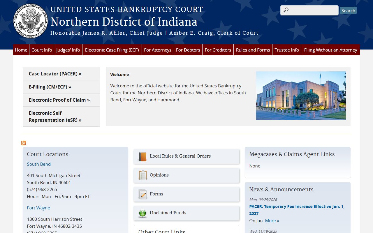 Porter County Circuit and Superior Courts bankruptcy court separation