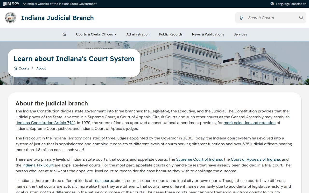 Porter County court records Indiana court system overview
