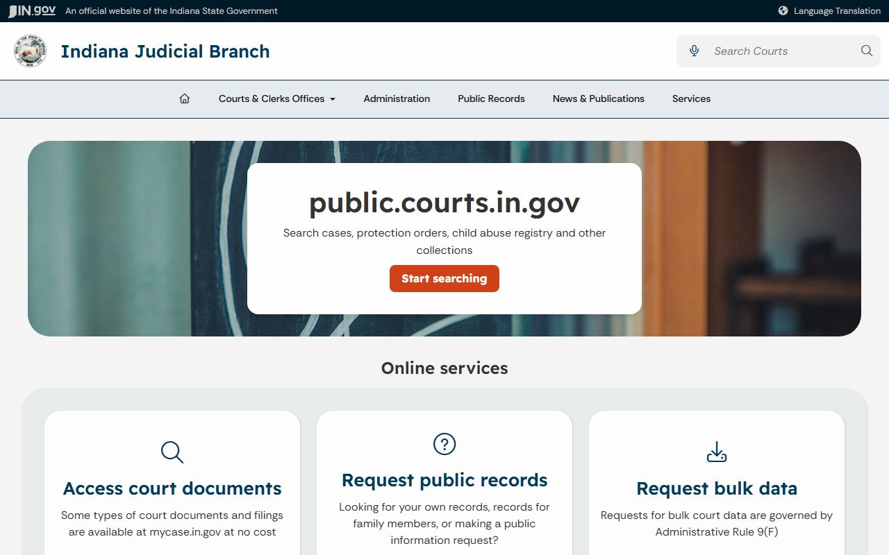 Porter County court records Indiana public records guidance