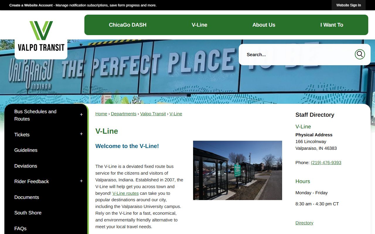 Porter County court records Valparaiso V-Line transit information