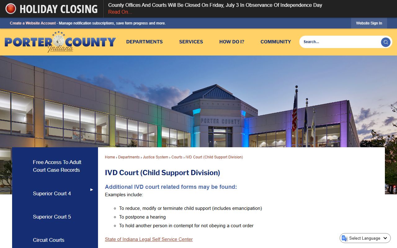 Porter County traffic court records court forms channel